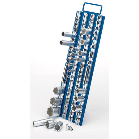 Portautensili 430x150mm per chiave a bussola diametro 1/4 3/8 1/2 acciaio cromo Draper Draper tools