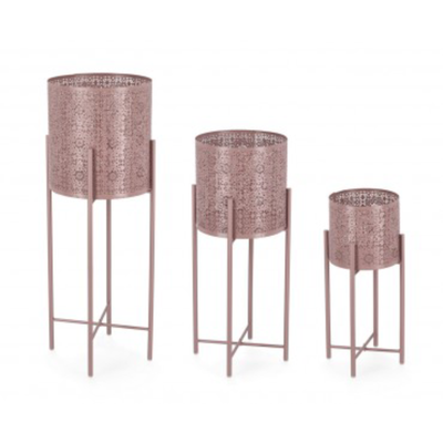 Set 3 PortaVaso Naira Tondo Alto Rosa per uso interno ed esterno.