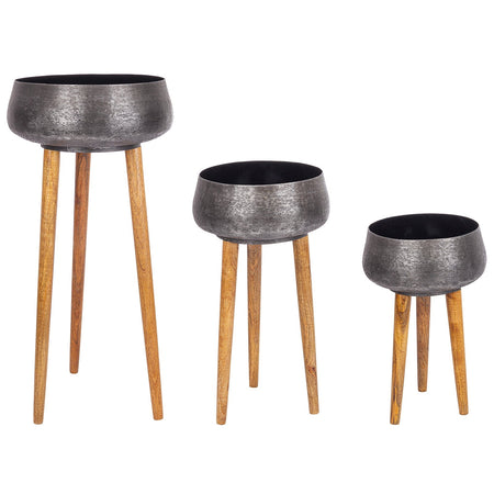 Portavaso decorativo "Varanasi" natalizio in legno di mango Set 3