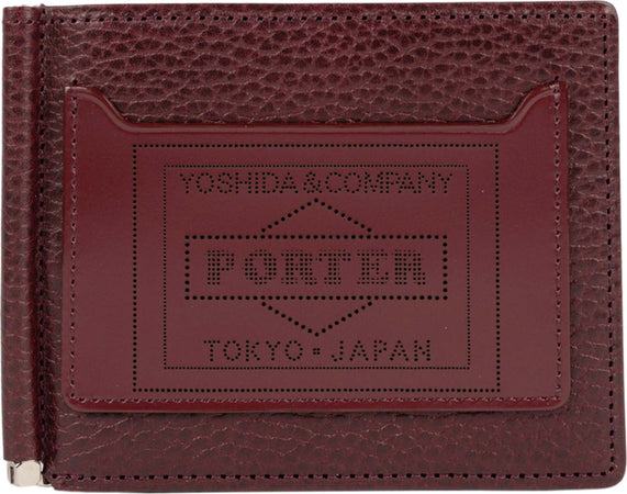 PORTER-YOSHIDA-&amp;-CO-Glaze-portafoglio-fermasoldi-in-pelle-in-bordeaux-da-uomo