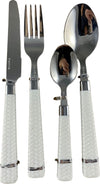 Posate set 24pz in acciaio con manico effetto intrecciato bianco Casa e cucina/Stoviglie/Posate/Set di posate/Set di posate miste Led Mall Home - Napoli, Commerciovirtuoso.it