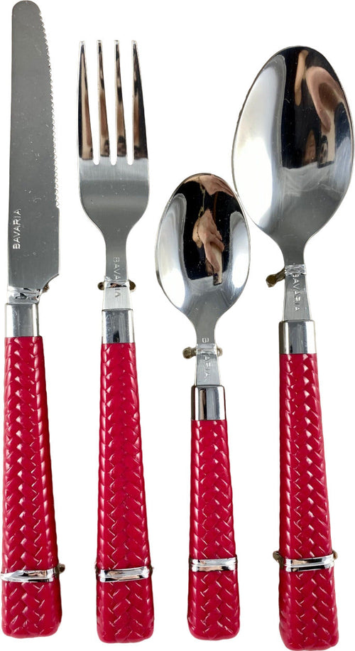 Posate set 24pz in acciaio con manico effetto intrecciato rosso Casa e cucina/Stoviglie/Posate/Set di posate/Set di posate miste Led Mall Home - Napoli, Commerciovirtuoso.it