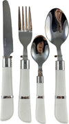 Posate set 24pz in acciaio manico bianco effetto pelle Casa e cucina/Stoviglie/Posate/Set di posate/Set di posate miste Led Mall Home - Napoli, Commerciovirtuoso.it