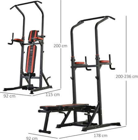 Postazione-Pieghevole-e-Multiuso-per-Allenamento-in-Acciaio-con-Barra-Trazioni-e-Sedia-Romana,-92-x-178-x-200-236cm-ZC7A91-092RDZC7