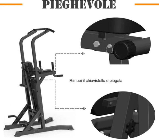 Postazione-Pieghevole-e-Multiuso-per-Allenamento-in-Acciaio-con-Barra-Trazioni-e-Sedia-Romana,-92-x-178-x-200-236cm-ZC7A91-092RDZC7
