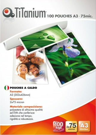 Pouches - A3 - 303x426 mm - 2x75 micron - Titanium - conf. 100 pezzi Cancelleria e prodotti per ufficio/Elettronica per ufficio/Accessori/Pouches per plastificatrici Eurocartuccia - Pavullo, Commerciovirtuoso.it