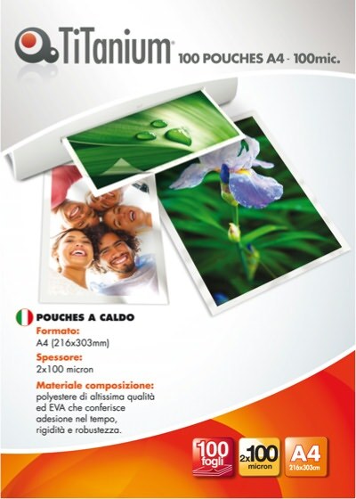 Pouches - A4 - 216x303 mm - 2x100 micron - Titanium - conf. 100 pezzi Cancelleria e prodotti per ufficio/Elettronica per ufficio/Accessori/Pouches per plastificatrici Eurocartuccia - Pavullo, Commerciovirtuoso.it