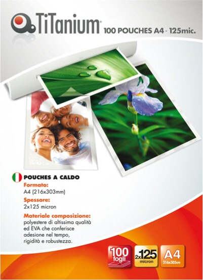 Pouches - A4 - 216x303 mm - 2x250 micron - Titanium - conf. 100 pezzi Cancelleria e prodotti per ufficio/Elettronica per ufficio/Accessori/Pouches per plastificatrici Eurocartuccia - Pavullo, Commerciovirtuoso.it