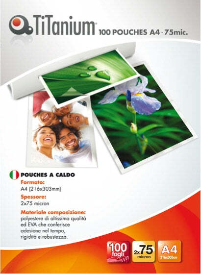 Pouches - A4 - 216x303 mm - 2x75 micron - Titanium - conf. 100 pezzi Cancelleria e prodotti per ufficio/Elettronica per ufficio/Accessori/Pouches per plastificatrici Eurocartuccia - Pavullo, Commerciovirtuoso.it