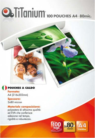 Pouches - A4 - 216x303 mm - 2x80 micron - Titanium - conf. 100 pezzi Cancelleria e prodotti per ufficio/Elettronica per ufficio/Accessori/Pouches per plastificatrici Eurocartuccia - Pavullo, Commerciovirtuoso.it