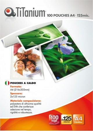 Pouches - A4 - 216x330 mm - 2x125 micron - Titanium - conf. 100 pezzi Cancelleria e prodotti per ufficio/Elettronica per ufficio/Accessori/Pouches per plastificatrici Eurocartuccia - Pavullo, Commerciovirtuoso.it