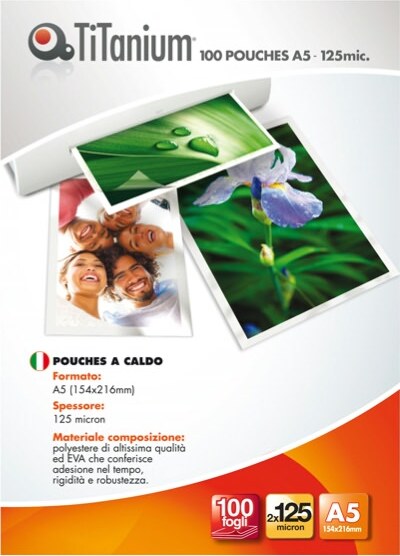 Pouches - A5 - 154x216mm - 2x125 micron - Titanium - conf. 100 pezzi Cancelleria e prodotti per ufficio/Elettronica per ufficio/Accessori/Pouches per plastificatrici Eurocartuccia - Pavullo, Commerciovirtuoso.it
