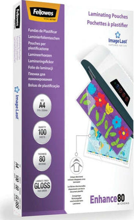 Pouches Enhance80 - A5 - 154x216 mm - 2x80 micron - Fellowes - scatola 100 pezzi Cancelleria e prodotti per ufficio/Elettronica per ufficio/Accessori/Pouches per plastificatrici Eurocartuccia - Pavullo, Commerciovirtuoso.it