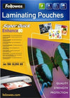Pouches Enhance80 - Superquick - A4 - 2x80 micron - Fellowes - scatola 100 pezzi Cancelleria e prodotti per ufficio/Elettronica per ufficio/Accessori/Pouches per plastificatrici Eurocartuccia - Pavullo, Commerciovirtuoso.it