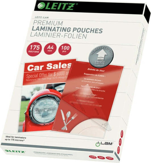 Pouches ILam - A4 - 216x303 mm - 2x175 micron - Leitz - conf. 100 pezzi Cancelleria e prodotti per ufficio/Elettronica per ufficio/Accessori/Pouches per plastificatrici Eurocartuccia - Pavullo, Commerciovirtuoso.it