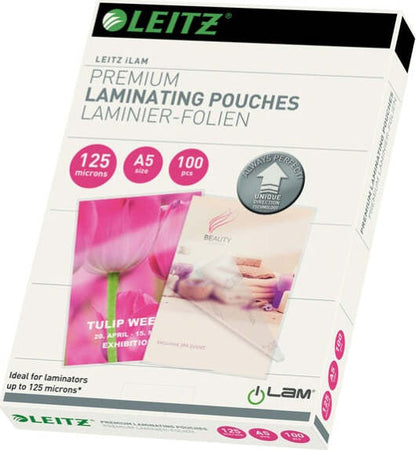 Pouches ILam - A5 -154x216 mm - 2x125 micron - Leitz - conf. 100 pezzi Cancelleria e prodotti per ufficio/Elettronica per ufficio/Accessori/Pouches per plastificatrici Eurocartuccia - Pavullo, Commerciovirtuoso.it