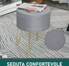 Pouf-Contenitore-2-in-1-con-Funzione-Sgabello-e-Tavolino,-in-Legno-e-Tessuto-Grigio,-Metallo-con-Finitura-Oro,-36x36x45cm-camera-da-letto-elegante-negozio-F838-033V70A
