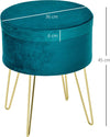 Pouf-Contenitore-2-in-1-con-Funzione-Sgabello-e-Tavolino-in-Legno-e-Velluto-Verde-negozio-portaoggetti-,-Metallo-con-Finitura-Oro,-36x36x45cm-F838-033A
