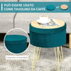 Pouf-Contenitore-2-in-1-con-Funzione-Sgabello-e-Tavolino-in-Legno-e-Velluto-Verde-negozio-portaoggetti-,-Metallo-con-Finitura-Oro,-36x36x45cm-F838-033A