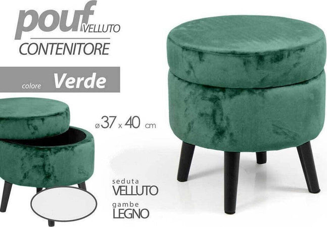 Pouf Contenitore Poggiapiedi Sgabello Pouff Velluto Legno Verde 40x37cm 801709 Casa e cucina/Organizzazione interni/Contenitori ceste e cestini/Scatole e bauli/Bauli Trade Shop italia - Napoli, Commerciovirtuoso.it