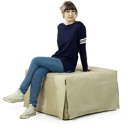 Pouf letto trasformabile "Mercurio" pieghevole con materasso "Made in Italy"