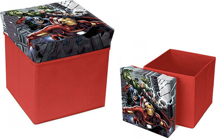 POUF PUFF BOX CONTENITORE PORTA GIOCHI AVENGERS SUPEREROI MARVEL 30X30X30CM  Trade Shop italia - Napoli, Commerciovirtuoso.it