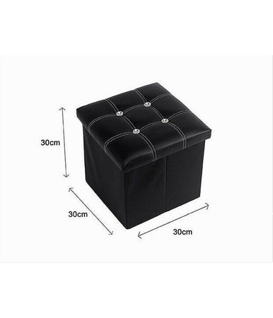 Pouff Puff Pouf Contenitore Imbottito Portaoggetti Nero Strass 30x30x30 Cm 79433