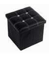 Pouff Puff Pouf Contenitore Imbottito Portaoggetti Nero Strass 38x38x35 Cm 79435