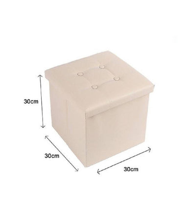 Pouff Puff Pouf Contenitore Imbottito Portaoggetti Seduta Beige 30x30x30cm 79428