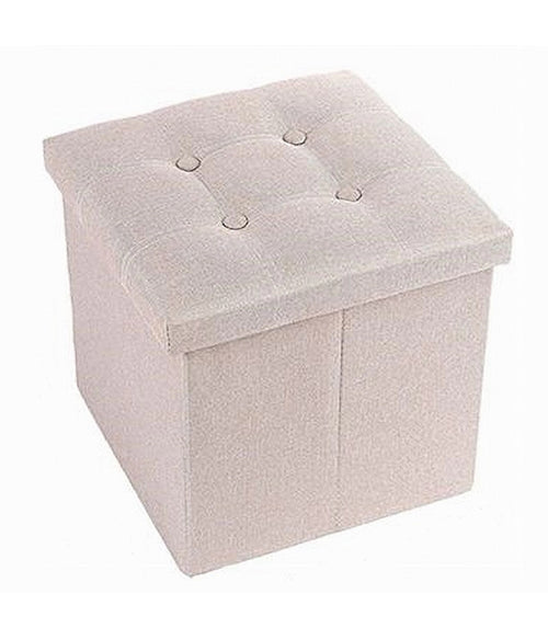 Pouff Puff Pouf Contenitore Imbottito Portaoggetti Seduta Beige 38x38x35cm 79423