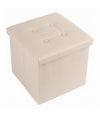 Pouff Puff Pouf Contenitore Imbottito Portaoggetti Seduta Beige 38x38x35cm 79430