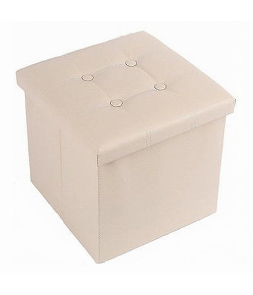 Pouff Puff Pouf Contenitore Imbottito Portaoggetti Seduta Beige 38x38x35cm 79430