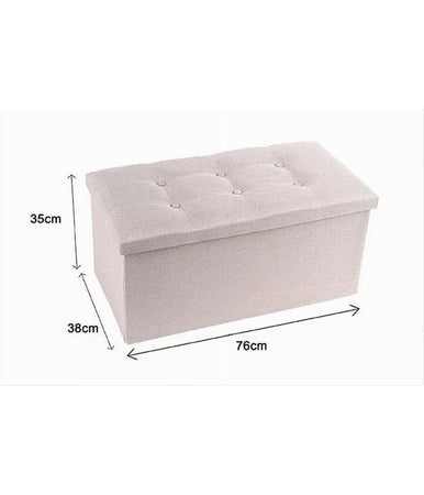 Pouff Puff Pouf Contenitore Imbottito Portaoggetti Seduta Beige 76x38x35cm 79425