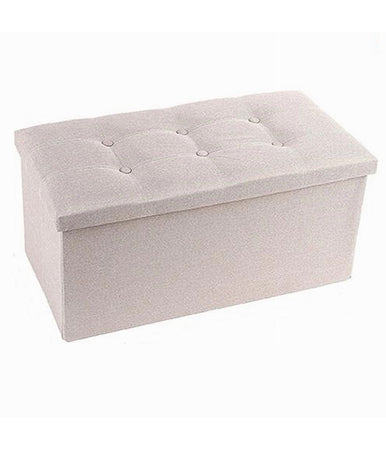 Pouff Puff Pouf Contenitore Imbottito Portaoggetti Seduta Beige 76x38x35cm 79425