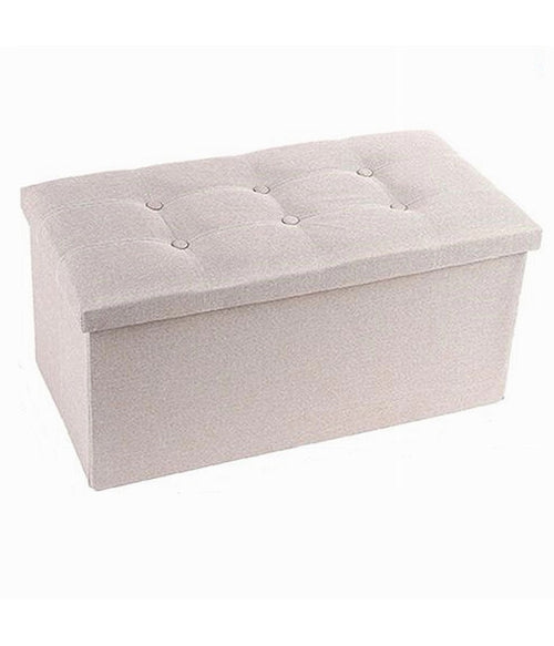 Pouff Puff Pouf Contenitore Imbottito Portaoggetti Seduta Beige 76x38x35cm 79425