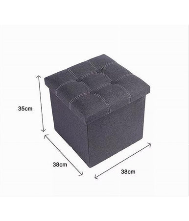 Pouff Puff Pouf Contenitore Imbottito Portaoggetti Seduta Grigio 38x38x35cm 79424