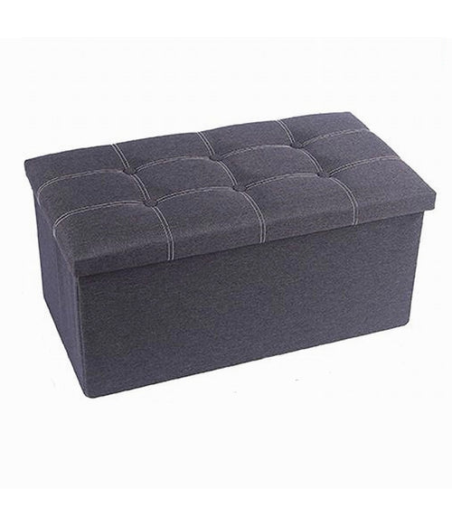 Pouff Puff Pouf Contenitore Imbottito Portaoggetti Seduta Grigio 76x38x35cm 79426
