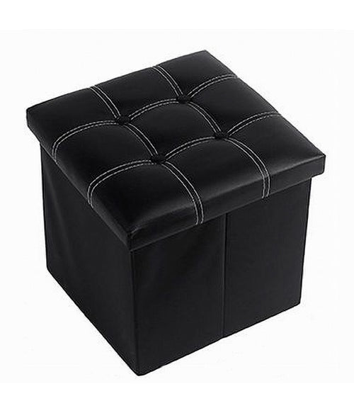 Pouff Puff Pouf Contenitore Imbottito Portaoggetti Seduta Nero 38x38x35 Cm 79429