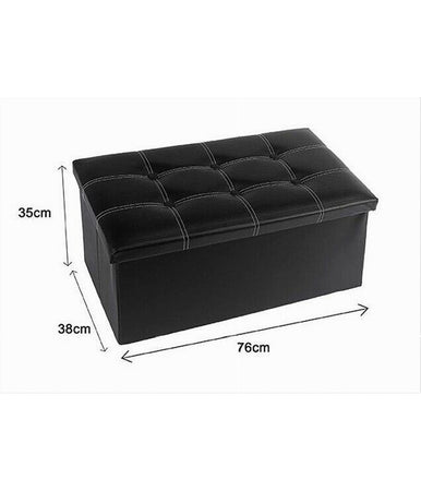 Pouff Puff Pouf Contenitore Imbottito Portaoggetti Seduta Nero 76x38x35 Cm 79431
