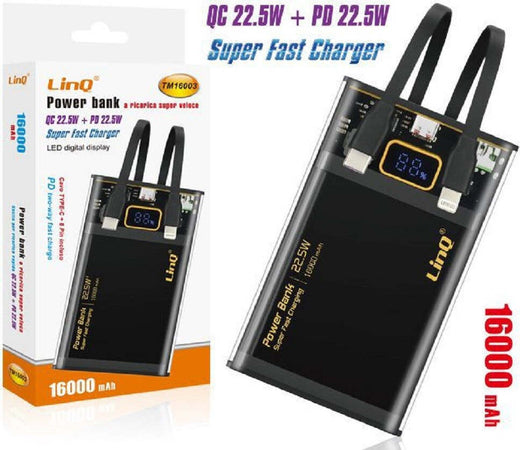 Power Bank 16000mah 22.5w Tm16003 Qc + Pd Super Fast Charger Qc 22.5w Display Led Elettronica/Cellulari e accessori/Accessori/Caricabatterie/Caricabatterie portatile Trade Shop italia - Napoli, Commerciovirtuoso.it