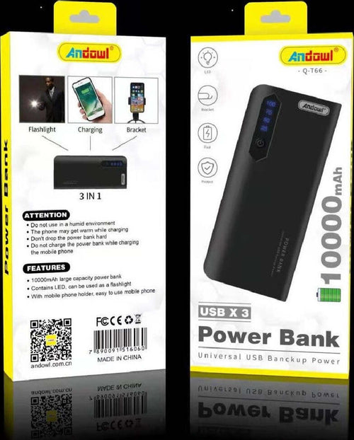 Power Bank 3in1 Portatile Q-t66 3 Usb 10000mah Torcia Led Supporto Smartphone Fai da te/Sicurezza e protezione/Torce/Torce elettriche portatili (standard) Trade Shop italia - Napoli, Commerciovirtuoso.it