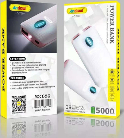 Power Bank Portatile 5000mah Con Torcia A Led 2 Porte Usb Ricarica Veloce Q-t69 Fai da te/Sicurezza e protezione/Torce/Torce elettriche portatili (standard) Trade Shop italia - Napoli, Commerciovirtuoso.it