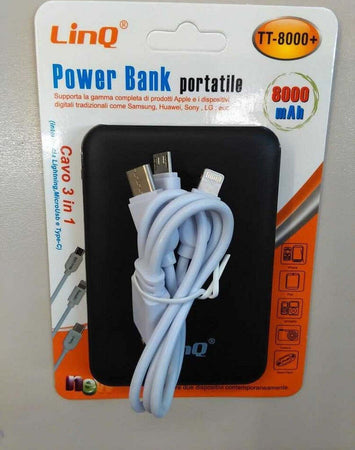 Power Bank Sottile Batteria Supplementare 8000 Mah Doppia Usb Cavo 3in1 Tt-8000+ Elettronica/Informatica/Accessori/Adattatori/Adattatori USB a USB Trade Shop italia - Napoli, Commerciovirtuoso.it