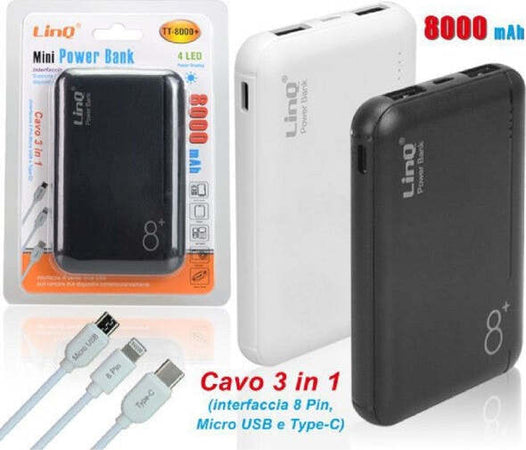 Power-Bank-Sottile-Batteria-Supplementare-8000-Mah-Doppia-Usb-Cavo-3in1-Tt-8000+