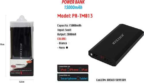 Power Bank Usb Caricatore Portatile Per Smartphone 15000mah Batteria Emergenza Powerbank Trade Shop italia - Napoli, Commerciovirtuoso.it