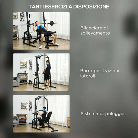 Power-Tower-Multifunzione-con-Panca-per-Addominali-e-Porta-Bilanciere-Regolabile,-Nero-ZV6A91-294V00BKZV6
