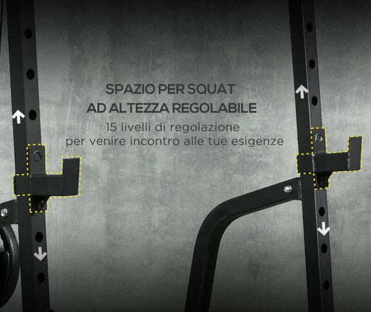 Power-Tower-Multifunzione-con-Panca-per-Addominali-e-Porta-Bilanciere-Regolabile,-Nero-ZV6A91-294V00BKZV6