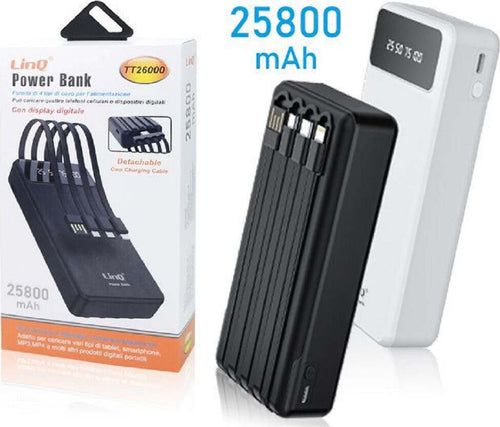 Powerbank Batteria Esterna A Ricarica Super Veloce 25800mah 22.5w 4 Cavi Tt26000 Elettronica/Cellulari e accessori/Accessori/Caricabatterie/Caricabatterie portatile Trade Shop italia - Napoli, Commerciovirtuoso.it