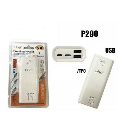 Powerbank Batteria Portatile 15000mah 2 Uscite Usb Type-c Linq P290