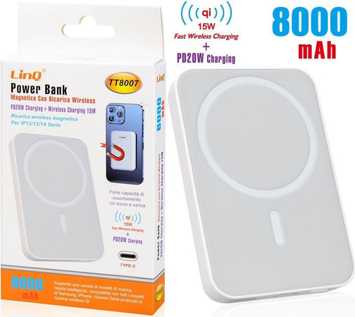 Powerbank Magnetico Con Ricarica Wireless Veloce 15w Qi + P20w 8000 Mah Tt8007 Elettronica/Cellulari e accessori/Accessori/Caricabatterie/Caricabatterie portatile Trade Shop italia - Napoli, Commerciovirtuoso.it